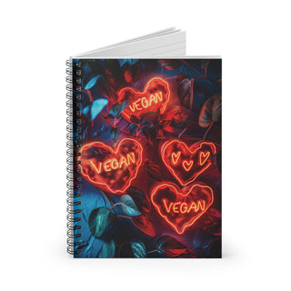 Vegan Hearts Spiral Notebook - Ruled Line Printify