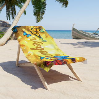 Vegan Butterflies Beach Towel Printify