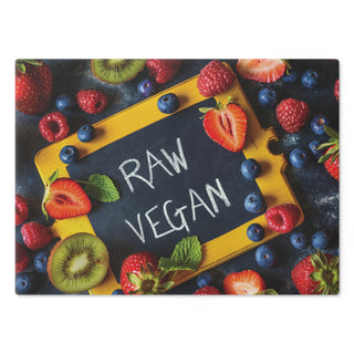 Raw Vegan Tempered Glass Cutting Board Printify