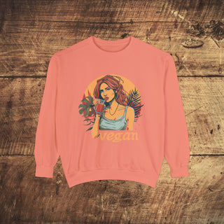 Vegan Girl Garment-Dyed Sweatshirt Printify