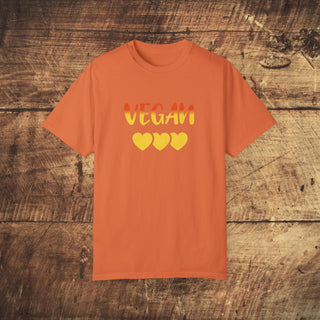 Vegan Hearts Garment-Dyed T-shirt Printify