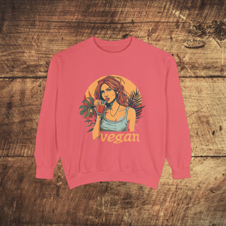 Vegan Girl Garment-Dyed Sweatshirt Printify