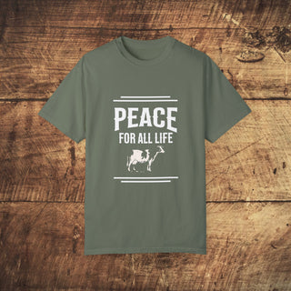 Peace For All Life Garment-Dyed T-shirt Printify