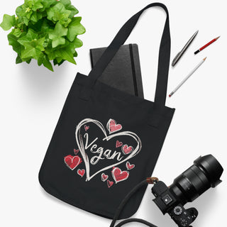 Vegan Hearts Organic Canvas Tote Bag