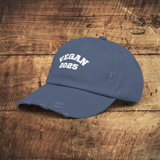 Vegan 2025 Unisex Distressed Cap