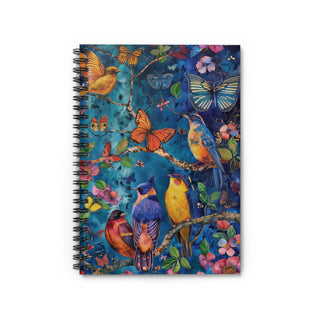 Birds and Butterflies Spiral Notebook - Ruled Line Printify