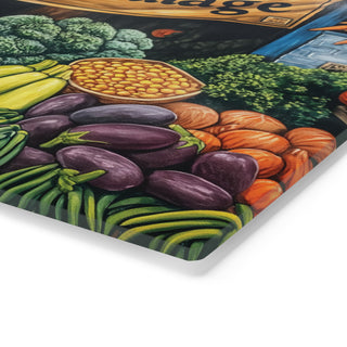 Vegan Village Tempered Glass Cutting Board Printify