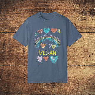 Vegan Hearts Garment-Dyed T-shirt Printify