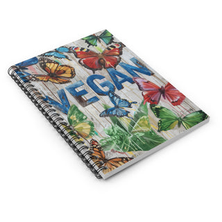 Vegan Butterflies Spiral Notebook - Ruled Line Printify