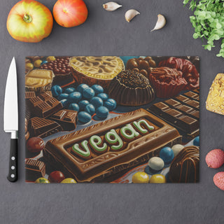 Vegan Chocolate Tempered Glass Cutting Board Printify