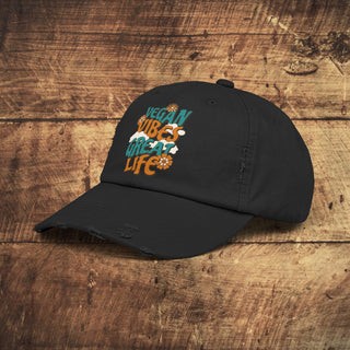 Vegan Vibes Unisex Distressed Cap Printify
