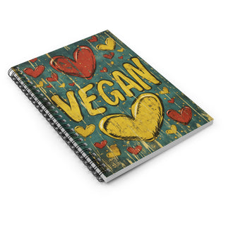 Vegan Hearts Spiral Notebook - Ruled Line Printify