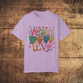 Vegan Love Garment-Dyed T-shirt Printify