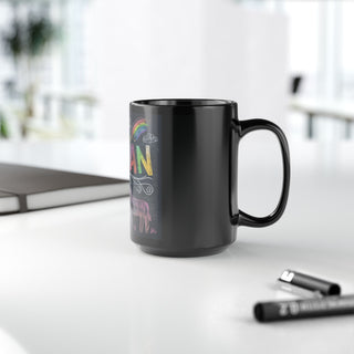 Vegan Rainbows Black Mug, 15oz