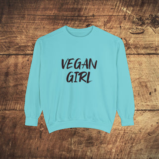 Vegan Girl Garment-Dyed Sweatshirt Printify