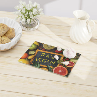 Raw Vegan Tempered Glass Cutting Board Printify