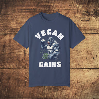 Vegan Gains Garment-Dyed T-shirt Printify