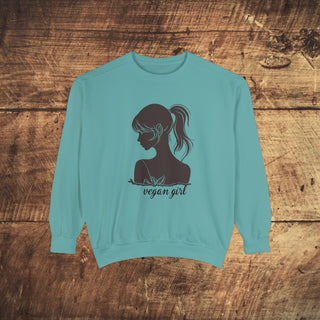 Vegan Girl Garment-Dyed Sweatshirt Printify