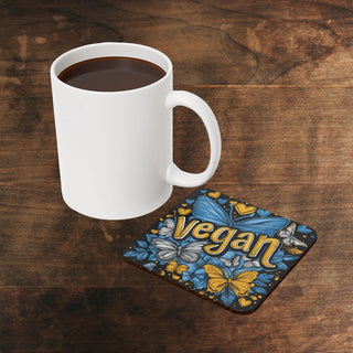 Vegan Butterfly Cork Back Coaster Printify