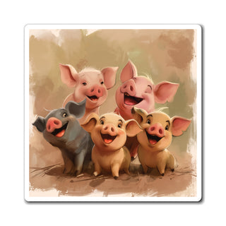 Cute Cartoon Pigs Magnet Printify