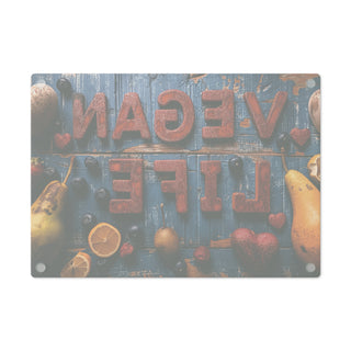 Vegan Life Tempered Glass Cutting Board Printify