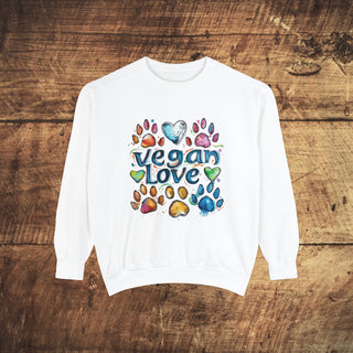 Vegan Love Garment-Dyed Sweatshirt Printify