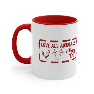 Love All Animals Accent Coffee Mug, 11oz Printify