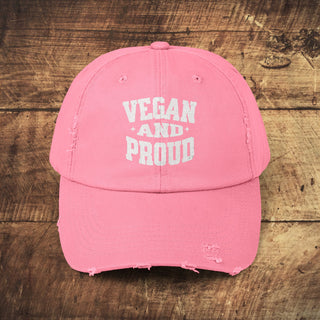 Vegan And Proud Unisex Distressed Cap Printify