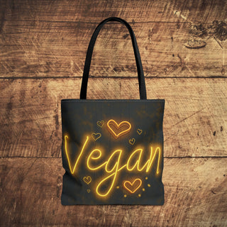 Vegan Neon Hearts Tote Bag Printify