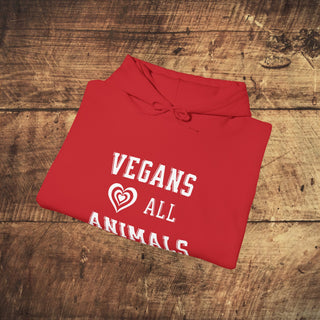 Vegans Love All Animals Heavy Blend™ Hooded Sweatshirt Printify