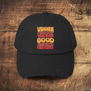 Vegan Vibes Unisex Distressed Cap Printify