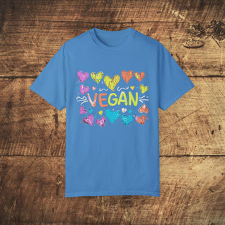 Vegan Hearts Garment-Dyed T-shirt Printify