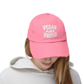 Vegan And Proud Unisex Distressed Cap Printify