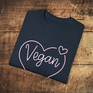 Vegan Heart Garment-Dyed T-shirt Printify