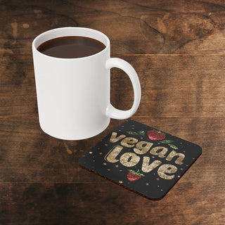 Vegan Love Cork Back Coaster Printify