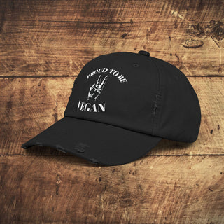 Proud to Be Vegan Unisex Distressed Cap