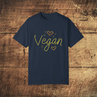 Vegan Hearts Garment-Dyed T-shirt Printify