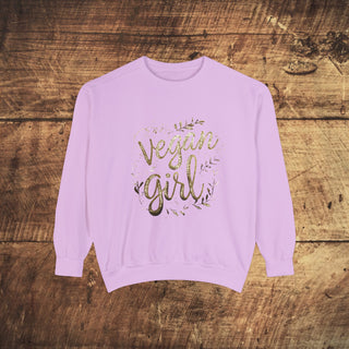 Vegan Girl Garment-Dyed Sweatshirt Printify