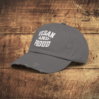 Vegan And Proud Unisex Distressed Cap Printify