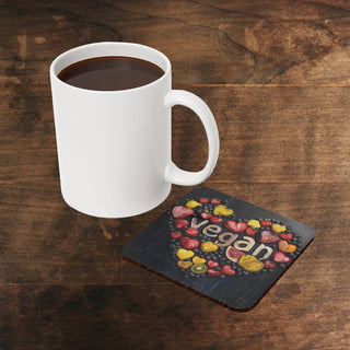 Vegan Heart Cork Back Coaster Printify