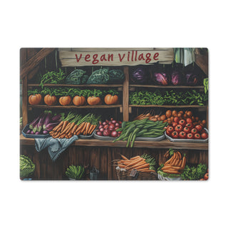 Vegan Village Tempered Glass Cutting Board Printify