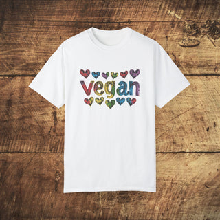 Vegan Hearts Garment-Dyed T-shirt Printify