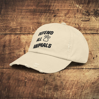 Defend All Animals Unisex Distressed Cap Printify