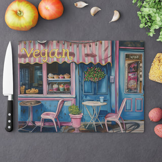 Vegan Market Tempered Glass Cutting Board Printify