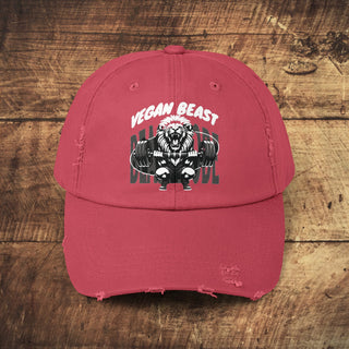 Vegan Beast Unisex Distressed Cap Printify