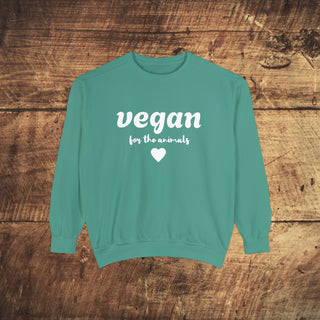 Vegan For The Animals Garment-Dyed Sweatshirt Printify