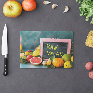 Raw Vegan Tempered Glass Cutting Board Printify