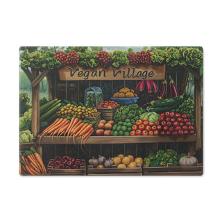 Vegan Village Tempered Glass Cutting Board Printify