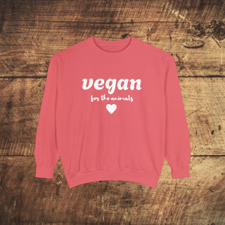 Vegan For The Animals Garment-Dyed Sweatshirt Printify