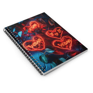 Vegan Hearts Spiral Notebook - Ruled Line Printify